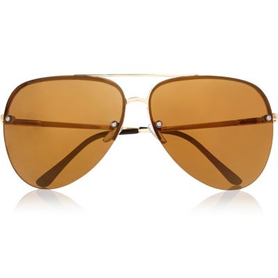 Gold tone aviator-style sunglasses